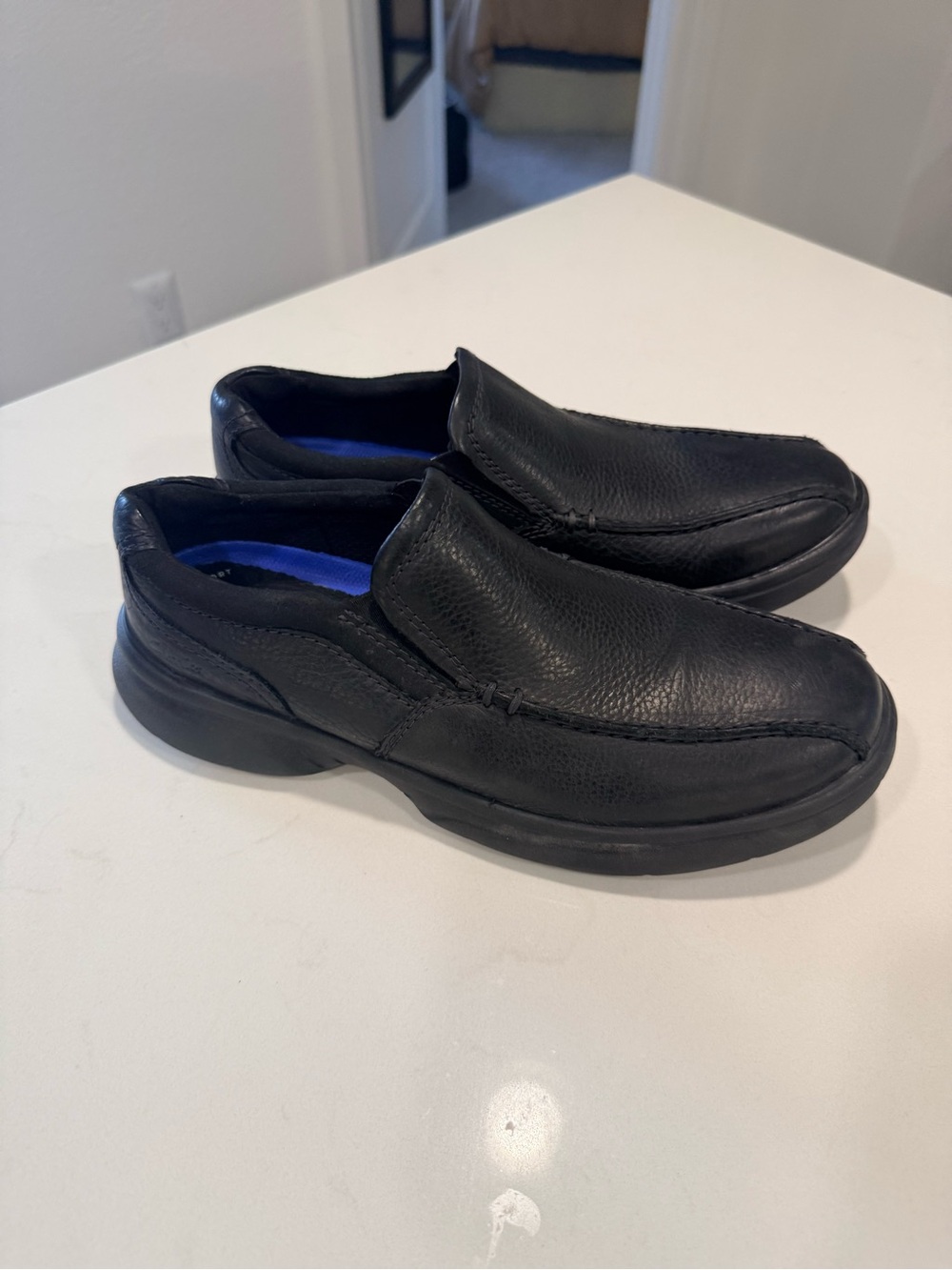 Clarks Black Leather Slip-On Loafers